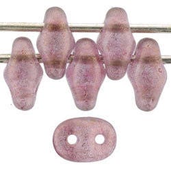 HALO CHERUB SuperDuos Czech Glass Matubo Seed Beads 2/5mm / 10 Grams / Two Hole 2x5mm / Pink Superduos