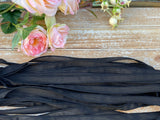 BLACK Silk Ribbons, Qty 5 Hand Dyed Strings, Lovely Soft Wrap Bracelets, Stringing, Jewelry, Bridal Decor, or Hair Bows