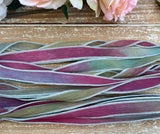 Sweet Briar 5 Silk Ribbons Hand Dyed Sewn Watercolor Ribbon Jamnglass Jewelry Bridal Flower Bouquet Embroidery Blue Green Pink