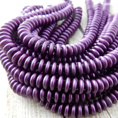 PEARL Coat PURPLE VELVET CzechMates Lentil Beads /2 hole Lentils /6 mm /Czech Glass /Full Strand 50 Beads