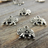 Silver Elephant Charms, TierraCast Gita Elephant Pendants, Antique Silver, Double Sided Charms 14mm x 12mm  Tierra Cast Elephant Charm Drops