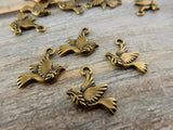 Peace Dove Charms, Dove Pendants, Brass Charms, Tierracast, 19mm,  Tierra Cast, Dove with Olive Branch Charm