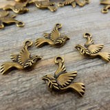 Peace Dove Charms, Dove Pendants, Brass Charms, Tierracast, 19mm,  Tierra Cast, Dove with Olive Branch Charm