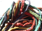 Warm Earthy Silk Cord Assortment 2-3mm Hand Dyed Hand Sewn Cording Bulk 10 to 50 Strings, Earthtone Silk Cords, Brown Green Yellow Gray