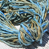 Sea Breeze Silk Cords Hand Dyed Silk Cords, Hand Sewn Strings, Qty 1 to 25 Cords 2-3mm Jewelry Making Craft Cord, Blue, Tan, Green, Brown