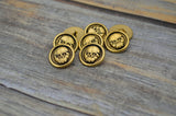 Scary Skull Buttons, Metal Button, Tierracast Qty 4 Antique Gold Angry Skull, 16mm Round Shank Back Button, For Leather Wrap Clasps