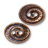 SWIRL Buttons, Oval Metal Buttons, Antique Brass Tierracast 17 mm Qty 4, Great Spiral Brass Button for Leather Wrap Clasp