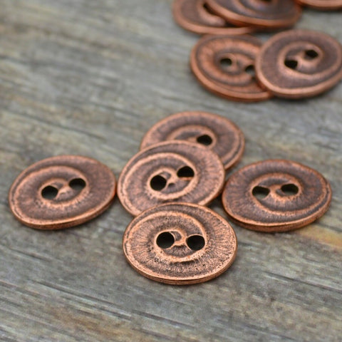 SWIRL Buttons, Oval Metal Buttons, Antique Copper Tierracast 17 mm Qty 4, Great for Leather Wrap Clasp