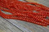 Orange Baby Bell Flower Bead /6mm Coated ORANGE SHERBET Czech Glass Beads /Qty 25 /Strand Pressed Flowers