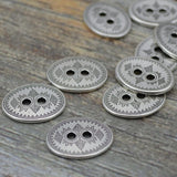 TierraCast TRIBAL Buttons Antique Silver Button, 19mm x 14mm Qty 4 to 20, Great for Leather Wrap Clasps