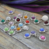 Birthstone Charms Bright Rhodium TierraCast Charms Swarovski Crystals Silver Charms Qty 1 to 6 Tiny Charm Drops, Silk or Leather Wrap Charms