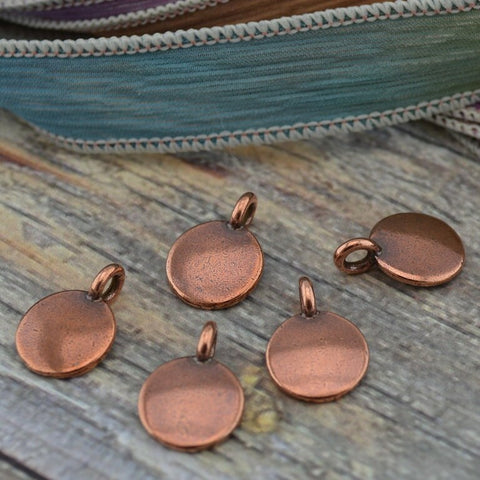 TierraCast Charm Blank Tags, Metal Stamping Blanks, Bracelet Blanks, Antique Copper, Qty 4 to 20, Round Jewelry Tags 16.6mm Small Circles