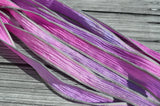 Peony Silk Ribbon Wraps, Qty 5 Crinkle Silk Ribbons, Hand Dyed Ribbon JamnGlass Watercolor, Bridal Flower Bouquet Trim, Silk Wrap Bracelets