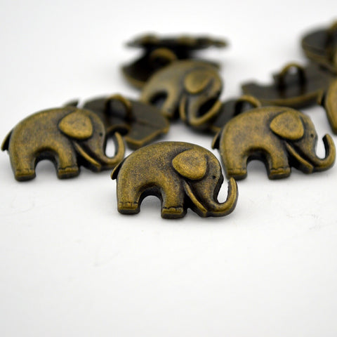 GOOD LUCK ELEPHANT Metal Buttons, Qty 4 to 24, Antique Brass Button, 20mm Great for Leather Wrap Clasps and Clothing, Elephant Button