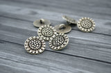 SUNFLOWER Buttons Antique Silver, Sun Flower Metal Button 11/16” / Qty 4 to 8 / 17mm /Great Leather Wrap Clasp, Clothing