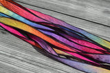 COSMOS Silk Ribbons, Qty 5, Crinkle Silk Ribbons, Hand Dyed Ribbon, JamnGlass Watercolor Silk, Great for Necklaces, Silk Wraps or Bracelets