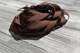 Dark Chocolate Brown silk ribbons - 5 silk bracelet wraps - Wonderful for jewelry making, floral trim or other crafts stringing supplies