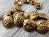 Hammered Tribal Buttons, Antique Brass Metal Button, 20mm Qty 4 , Bali Style, Great for Leather Wrap Clasps or Clothing