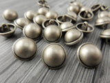 Hammered Dome Metal Buttons, Antique Silver Button,  5/8" Qty 4 , Domed Round Button Great Leather Wrap Clasps or Clothing