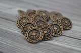 Fleur De Lis Metal Buttons, Antique Bronze Metal Button, Quatre Foil, 17mm Qty 4 , Brass Style, Great for Leather Wrap Clasps or Clothing