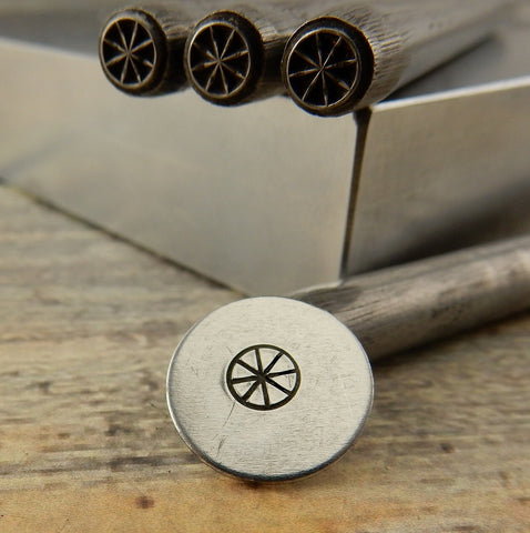 WHEEL with Spokes Metal Stamp, 5mm, Hand Stamping, Metal Stamping Tool for Metal Jewelry Works with Metal, Wood, Clay and Leather