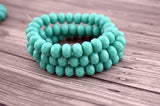 TURQUOISE OPAQUE Rondelles /Donuts Czech Glass Beads /6mm x 9mm Qty 12 Firepolished Faceted /Gemstone Donut