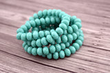 TURQUOISE OPAQUE Rondelles /Donuts Czech Glass Beads /6mm x 9mm Qty 12 Firepolished Faceted /Gemstone Donut