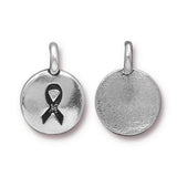 Ribbon Charms, Antique Silver, TierraCast, Breast Cancer, Troops, Autism Support Charms, Awareness Charm Drops, Qty 4 to 20