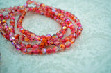 FRUIT PUNCH 6mm Faceted Round Czech Glass Beads Qty 25 or 50 Fire Polished, Red, Yellow with AB Aurora Borealis Finish,