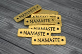 TierraCast NAMASTE Bracelet Bar Connecter Links Pendant Focal Antique Gold Rivetable, Stampable Back, Leather Bracelet Supplies Bar