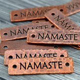 TierraCast NAMASTE Bracelet Bar Connecter Links Pendant Focal Antique Copper Rivetable, Stampable Back, Leather Bracelet Supplies Bar