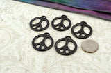 TierraCast Peace Charms, Peace Sign Pendants, 1" Large Drops 27mm Qty 4 to 20 Black Oxide Charms Tierra Cast Retro 70s Charms Gunmetal Gray