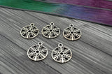 SNOWFLAKE Charms, TierraCast Snow flake Pendants, Winter Holiday Drops, Antique Silver Charms, Tierra Cast Reversible Charms