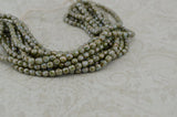 Luster GREEN 4mm Faceted Round Czech Glass Beads /Qty 50 Fire Polished Small Czech Beads /Green Lustre Picasso Firepolished 