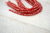 LUSTER RUBY 4mm Faceted Round Czech Glass Beads Qty 50 /Strand Fire Polish Round Transparent Red /Firepolished Small Czech Beads