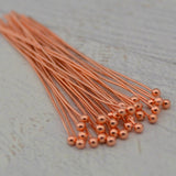 2" COPPER Ball Pins, Ball Headpins, Genuine Solid Copper, 24 Ga Wire, Bright Copper, Jewelry Wire Wrapping Findings Supplies