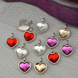 TierraCast Heart Charms, Bright Rhodium Silver, Swarovski Heart Crystal Charms Qty 1 to 6 Tiny Drops, Valentines Day Charms