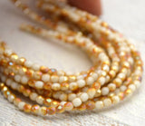 MILKY JONQUIL CELSIAN 3mm Faceted Round Beads / Czech Glass Beads /Firepolished Round /Qty 50 Small Yellow Bead