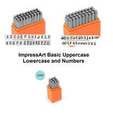 ImpressArt BASIC Uppercase, Lowercase and Numbers Metal Stamp Set, Sans Serif Economy Alphabet Stamping Kit, 3mm Jewelry M