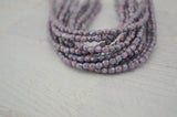 LUSTER OPAQUE AMETHYST 3mm Faceted Round Czech Glass Beads / Qty 50 Light Purple Lavender /Firepolished Small