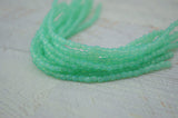 MILKY PERIDOT Czech Glass Round Beads 3mm /Faceted Round Qty 50 /Luster Seafoam Milky Aqua Firepolished Small