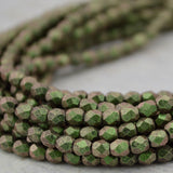 Olive Mauve Polychrome 3mm Faceted Round Beads /Czech Beads /Fire Polished Qty 50 /Olive Green Pink /Small Firepolished