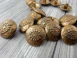 Hammered Tribal Buttons, Antique Brass Metal Button, 20mm Qty 4 , Bali Style, Great for Leather Wrap Clasps or Clothing