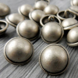 Hammered Dome Metal Buttons, Antique Silver Button,  5/8" Qty 4 , Domed Round Button Great Leather Wrap Clasps or Clothing