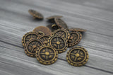 Fleur De Lis Metal Buttons, Antique Bronze Metal Button, Quatre Foil, 17mm Qty 4 , Brass Style, Great for Leather Wrap Clasps or Clothing