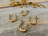 TierraCast Horseshoe Charms, Horse Shoe Drop Pendant Qty 4 Antique Gold Tierra Cast Western Charm 16mm