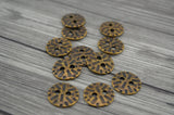 RADIANT Buttons, TierraCast Buttons, Round Metal Button, Qty 4, Antique Brass Oxide, Antique Bronze, 15mm Textured Two Hole, Tierra Cast