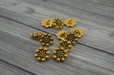 CZECH ROSETTE Buttons Qty 4 TierraCast Pewter, Flower Buttons, Antique Gold Plated 12 mm Great Leather Wrap Clasps or Clothing