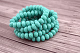 TURQUOISE OPAQUE Rondelles /Donuts Czech Glass Beads /6mm x 9mm Qty 12 Firepolished Faceted /Gemstone Donut