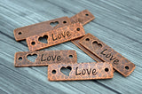 TierraCast LOVE Bracelet Bar, Love Connecter Link, Love Heart Pendant Focal, Antique Copper, Rivetable, Link Leather Bracelet Supplies Bar